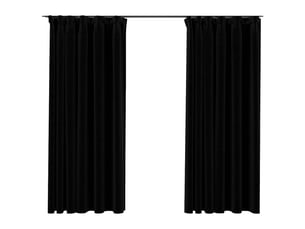 Lot de 2 rideaux occultants, rideaux black-out aspect lin avec crochets noir 140x175cm cf44515