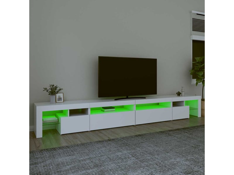  Meuble tv - banc tv - meuble de rangement avec lumières led blanc 290x36,5x40 cm  - Conforama D