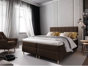 Lit avec rangement 180x200 cm <strong>MASSENO</strong> <strong></strong> coloris marron