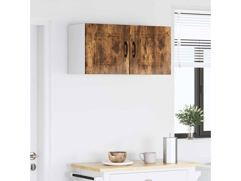 Meuble mural de cuisine | armoire de cuisine 2 pcs chêne fumé shl8913 - Conforama D