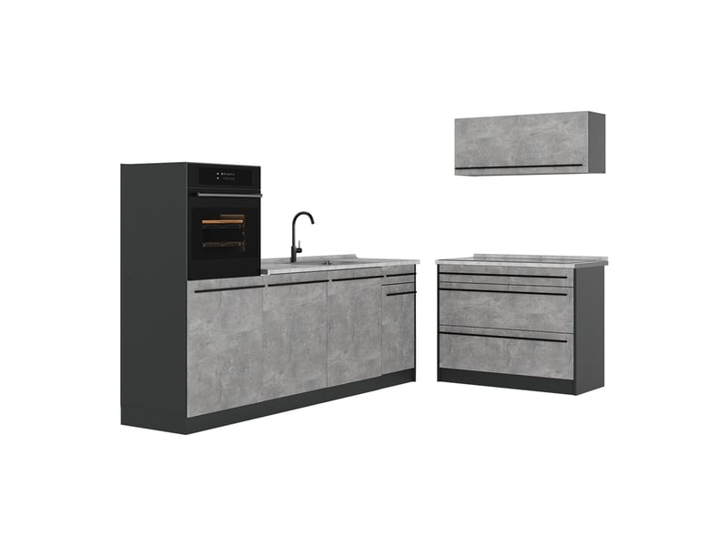 Vicco cuisine, bétonanthracite, 220cm sans plan de travail - Conforama A
