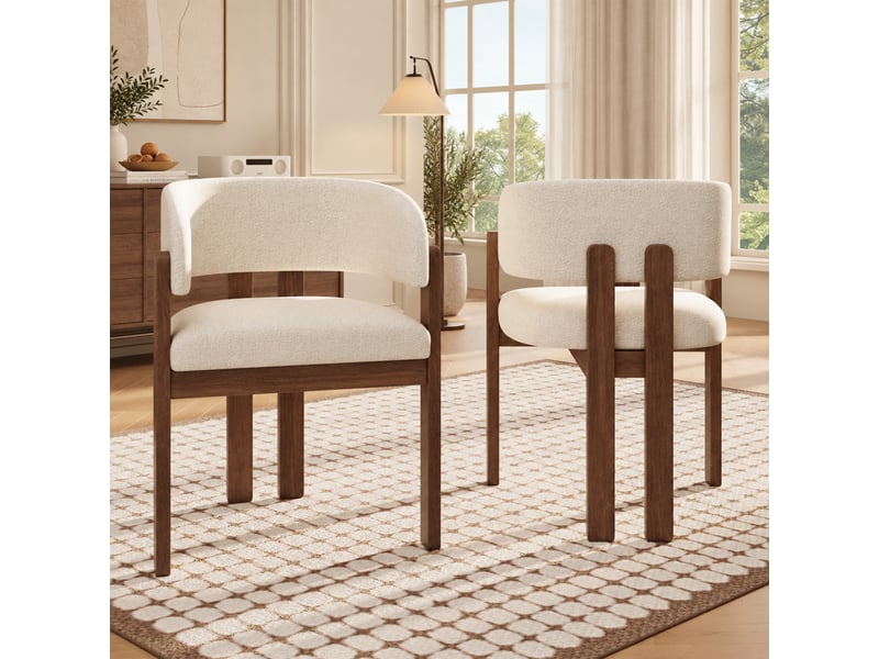  Chaise de salle à manger 60x51x80 cm - lot de 2 - bouclette - confort quotidien - design moderne - pour salle à manger - assise rembourrée - noyer CozyNest - Conforama C