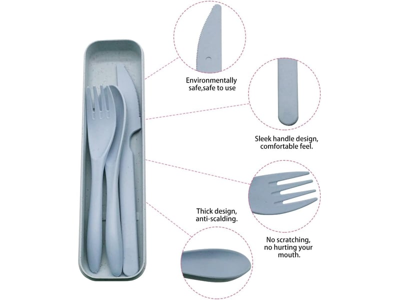 Ensemble de couverts de voyage avec étui, 2 ensembles de couverts de camping portables, réutilisables, cuillère, fourchette, couteaux OGS005967LL - Conforama D