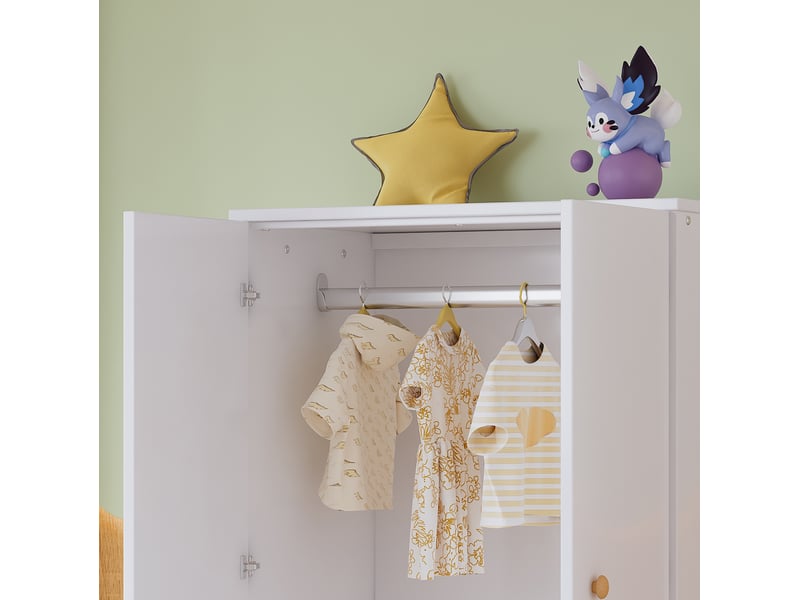  Armoire à vêtements 80x50x120 cm 2 portes mdf blanche avec tringle, idéale pour chambre, salon ou chambre d’enfant  - Conforama D