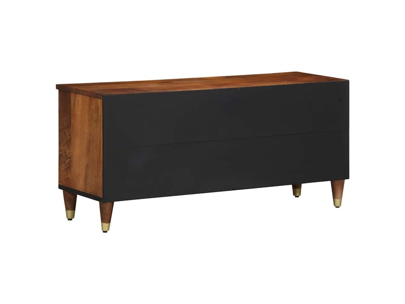  Meuble tv - banc tv - meuble de rangement marron miel 100 x 33 x 46 cm bois de mangue massif  - Conforama E