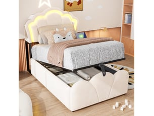 Lit coffre 90x200 cm <strong>MODENVIE</strong>  <strong></strong> coloris beige