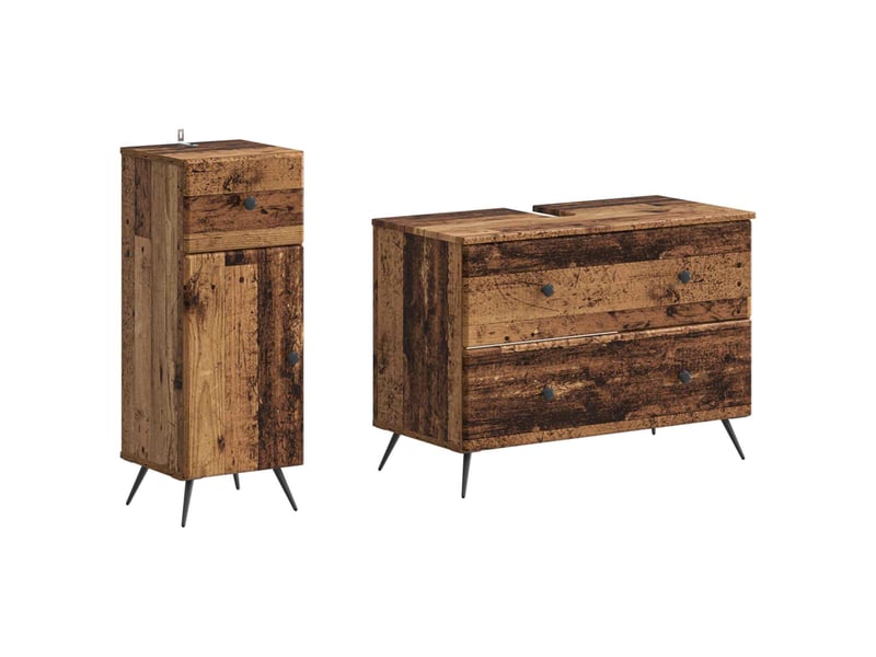  Ensemble de 2 meubles de salle de bain breda bois ancien cf63085  - Conforama A