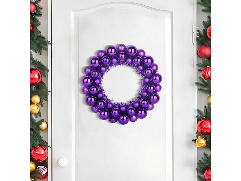  Couronnes de boules de noël 2 pcs lilas 33 x 33 x 7 cm  - Conforama C