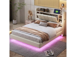 Lit 2 places 140x200 cm <strong>SWEIKO</strong> <strong></strong> coloris beige