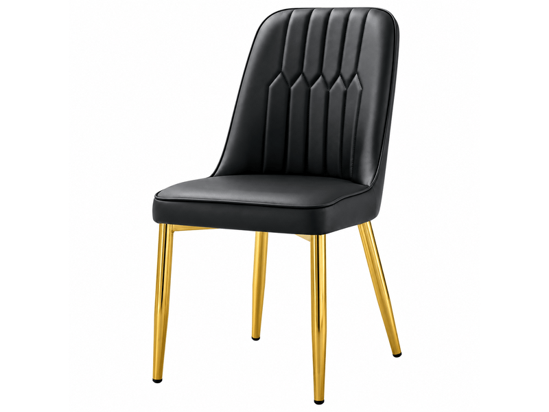  Lot de 6 chaises de salle à manger en simili cuir noir, pieds métal antidérapants  - Conforama A