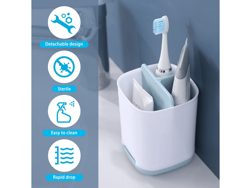 Porte-brosse à dents, boîte de rangement amovible, antidérapant, convient à la maison et aux enfants, bleu - Conforama C