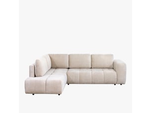Canapé d'angle convertible en tissu beige - angle gauche