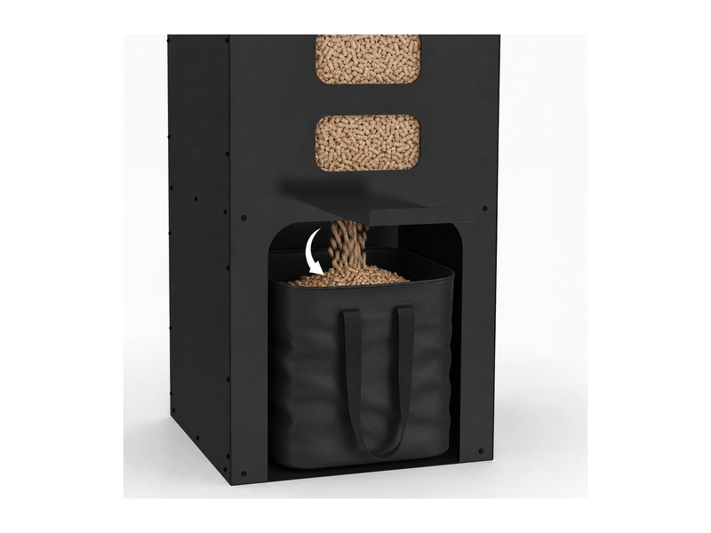  Réservoir à granulés 55 kg noir distributeur à pellets 40 x 40 x 98,5 cm avec contenant souple amovible  - Conforama C