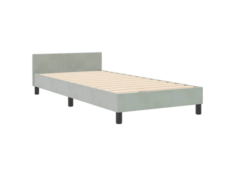  Lit simple, lit à ressorts avec tête de lit gris clair 90 x 190 cm velours shl44163  - Conforama D