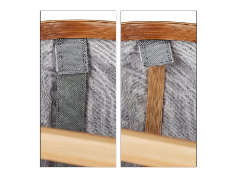  Panier à linge double compartiments pliable 74 litres pratique avec couvercle design moderne en tissu gris 13_0007571  - Conforama E