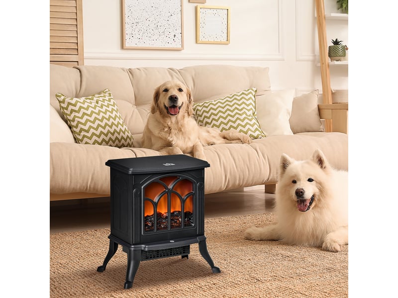  Cheminée électrique sur pied noire, effet flamme led, chauffage 7501500 w  - Conforama C