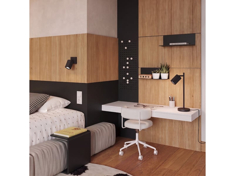 Applique rayo noire avec interrupteur aluminium moderne 16x8x16cm SL.3161 - Conforama C
