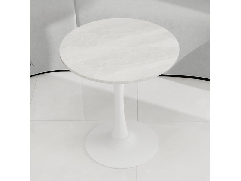  Bout de canapé 70x70x72 cm, design épuré moderne, couleur coloris blanc, marbre artificiel  - Conforama E