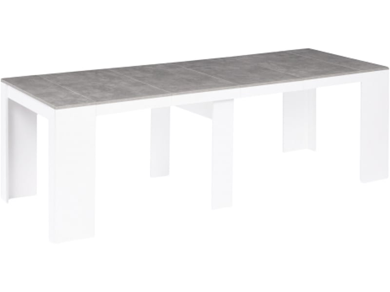 Table console extensible orlando 10 personnes 235 cm bois blanc et effet  béton  - Conforama A