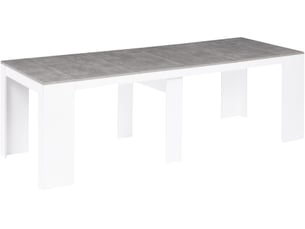 Table console extensible orlando 10 personnes 235 cm bois blanc et effet  béton