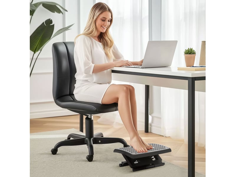  Repose-pieds de bureau réglable en hauteur ergonomique antidérapant noir evryae  - Conforama B