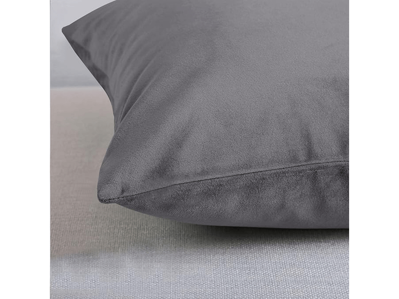  Lot de 2 housses de coussin 45 x 45 cm en velours gris foncé pour décoration de chambre à coucher, canapé, salon, voiture anthracite, 45 x 45 cm  - Conforama D
