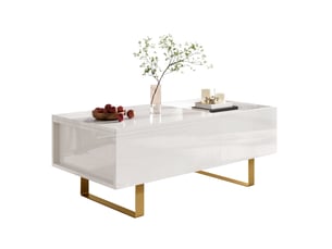Table basse rectangulaire coloris blanc MEUBLIV  - 50 cmx100 cm