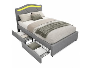 Lit avec rangement 90x200 cm MAISENTIEL coloris gris