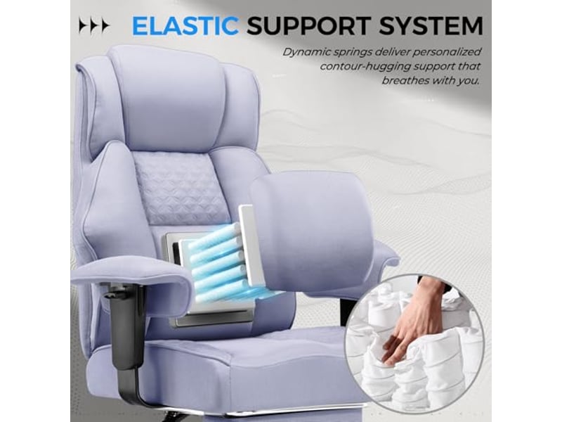 Gtplayer chaise de jeu large avec soutien lombaire à ressorts, repose-pieds, tissu, 180kg - violet GT216-PP-FA - Conforama B