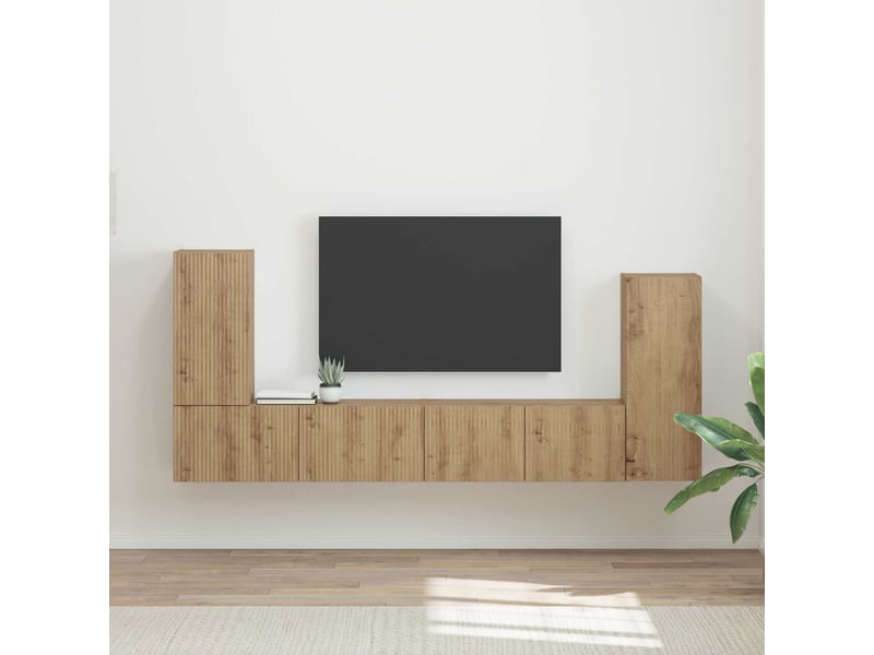  Ensemble meuble tv - banc tv - meuble de rangement 4 pcs chêne artisanal bois d'ingénierie  - Conforama B