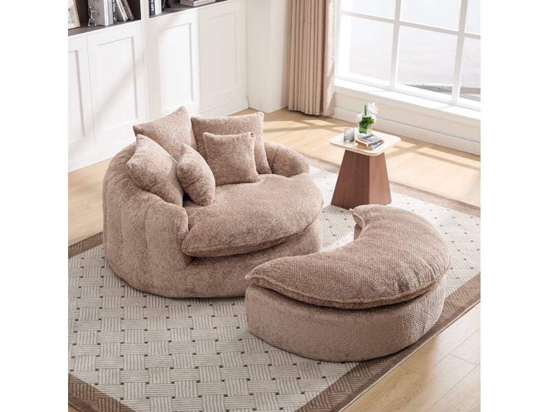  Fauteuil-lit modulable réglable 190.50×138.00×63.00 cm en polyester marron chicfurn  - Conforama B