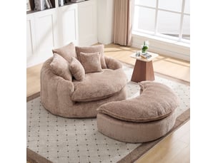 Fauteuil-lit modulable réglable 190.50×138.00×63.00 cm en polyester marron chicfurn
