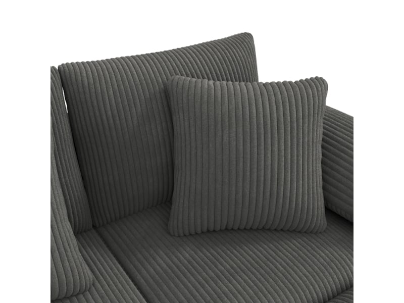  Canapé d’angle modulable gris velours côtelé – bluetooth, recharge sans fil, usb, porte-gobelets  - Conforama E