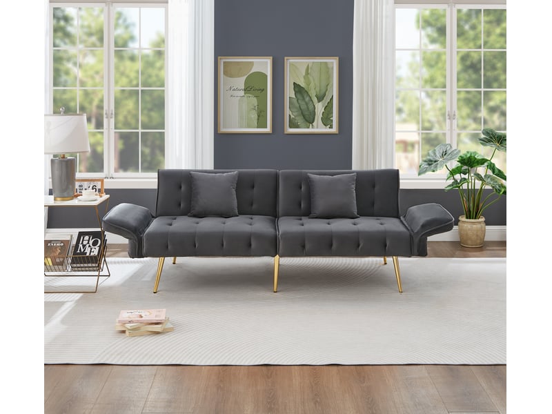  Canapé convertible 2 places en velours - dossier réglable - accoudoirs multi-positions - grand couchage - moderne  - Conforama B