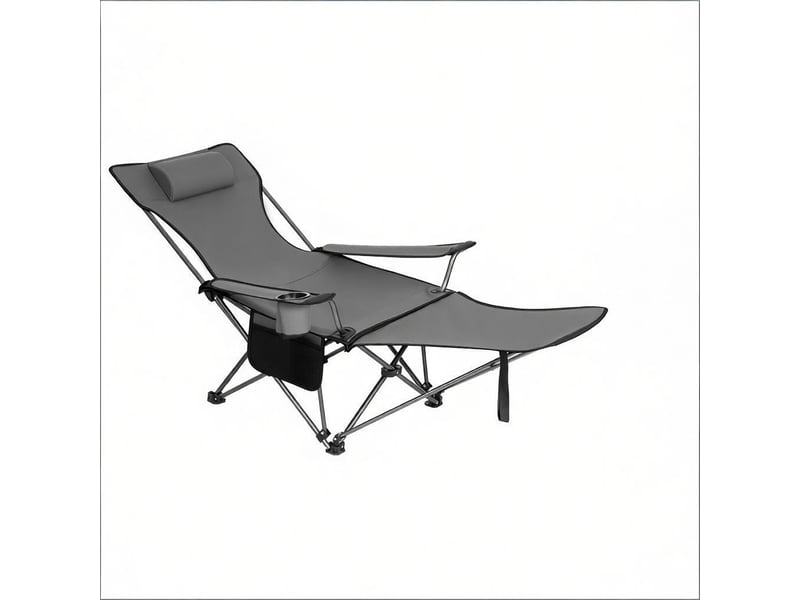 Fauteuil de jardin 2-3 cm assise inclinable dossier réglable repose-pieds extensible appui-tête pliable transportable léger 4 kg tissu oxford 600d tube acier 16 mm - Conforama D