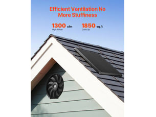 Vevor ventilateur extraction solaire grenier 340x70mm, 1300 cfm, thermostat, toit.