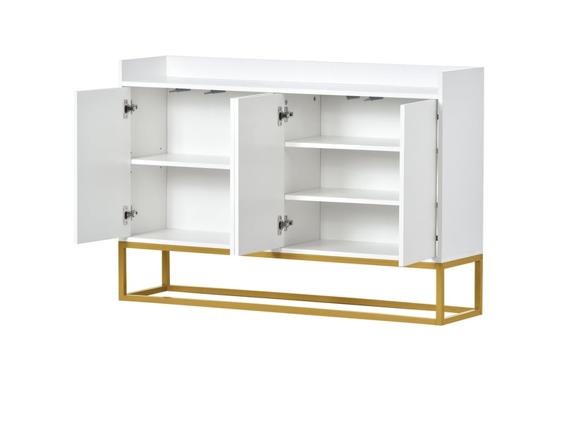 Buffet 4 portes sans poignées 120 x 30 x 80 cm, étagères réglables, blanc Jamama eleni - Conforama R