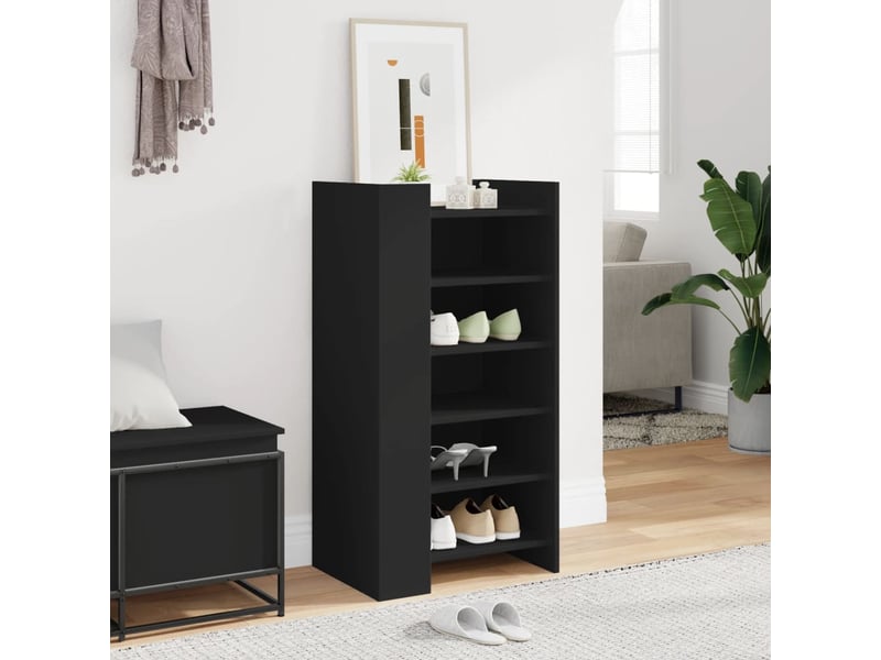  Meuble à chaussure, armoire à chaussures noir 52x37,5x100 cm bois d'ingénierie  - Conforama C