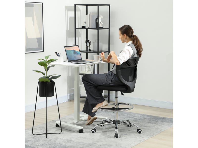  Chaise de bureau ergonomique en maille avec repose-pieds réglable 59x59x106-126cm noir  - Conforama B