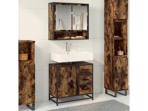 Armoire de lavabo de salle de bain, cabinet de salle de bain chêne fumé 65x33x60 cm cf65578
