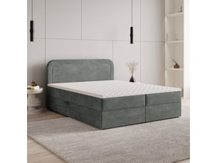 Lit avec rangement 180x200 cm <strong>MASSENO</strong>  <strong></strong> coloris gris