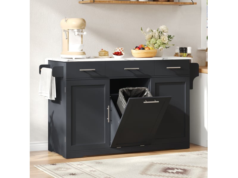  Desserte de cuisine mobile 136 x 5075 x 92 cm, plateau rabattable, grise  - Conforama E