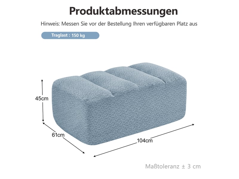  Pouf brravo 104x61x45 cm sans cadre bleu  - Conforama E