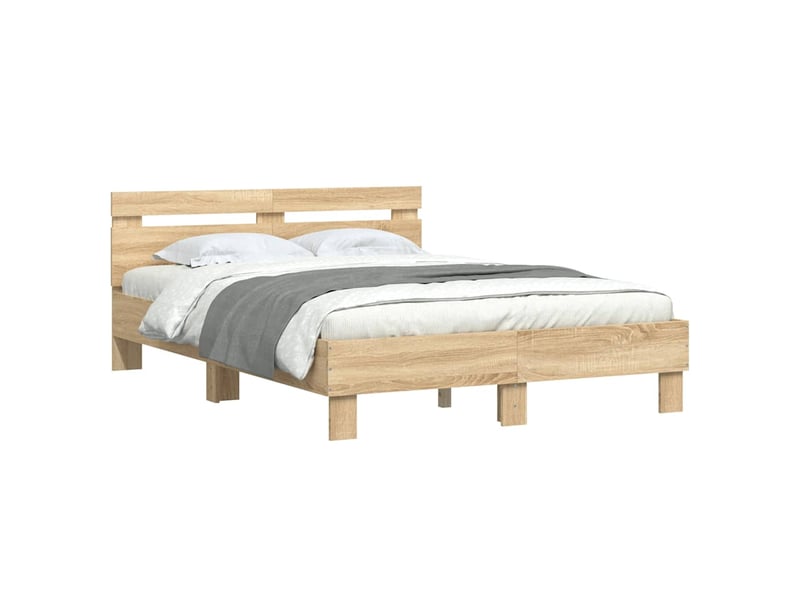  Lit double- lit adulte -  cadre de lit sans matelas chêne sonoma 135x190 cm  - Conforama C