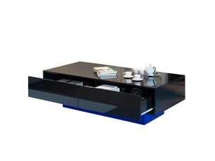 Table basse rectangulaire coloris noir FLORAGRACE  - 55 cmx115 cm