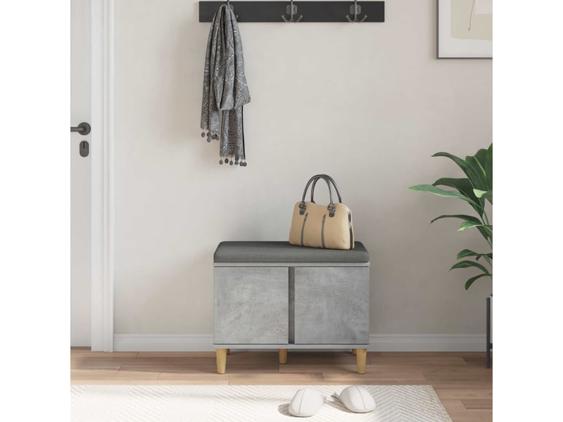  Banc d'entrée, banc interieur avec coussin gris béton 60x38x46 cm shl97911  - Conforama D