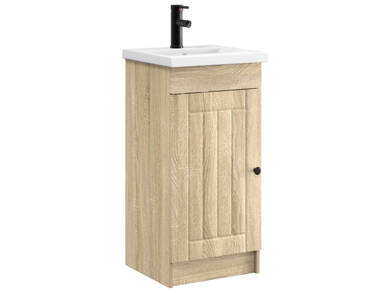 Meuble salle de bain avec évier, meuble de rangement chêne sonoma shl187 - Conforama A