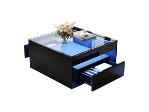 Table basse carré(e) coloris noir <strong>OOIILLEE</strong> <strong>Luxe haut de gamme</strong> - 70 cmx70 cm