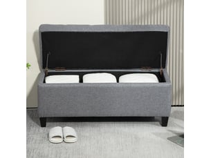 Banc coffre 100x40x44 cm, banc de lit, pieds antidérapants, assise confortable, polyester et métal, pour salon, gris