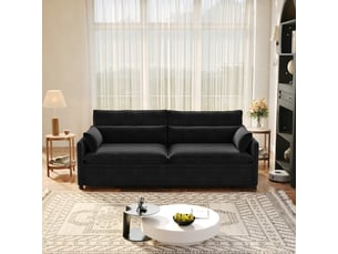 Canapé 3 places cloud en chenille noir 206 cm, convertible 3-en-1 avec rangement